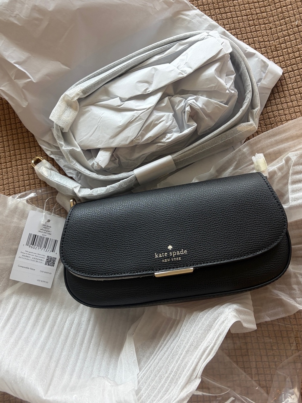 Kate Spade Black Pebbled Leather mini crossbody Bag NWT